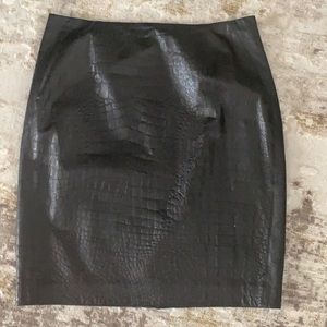 NWT Anne Klein Dark Brown Genuine Leather Straight Skirt, Size 8